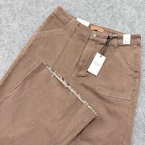 Judy Blue Chocolate High Waist Retro Wide Leg Jeans 13/31 Raw Hem NWT Women's